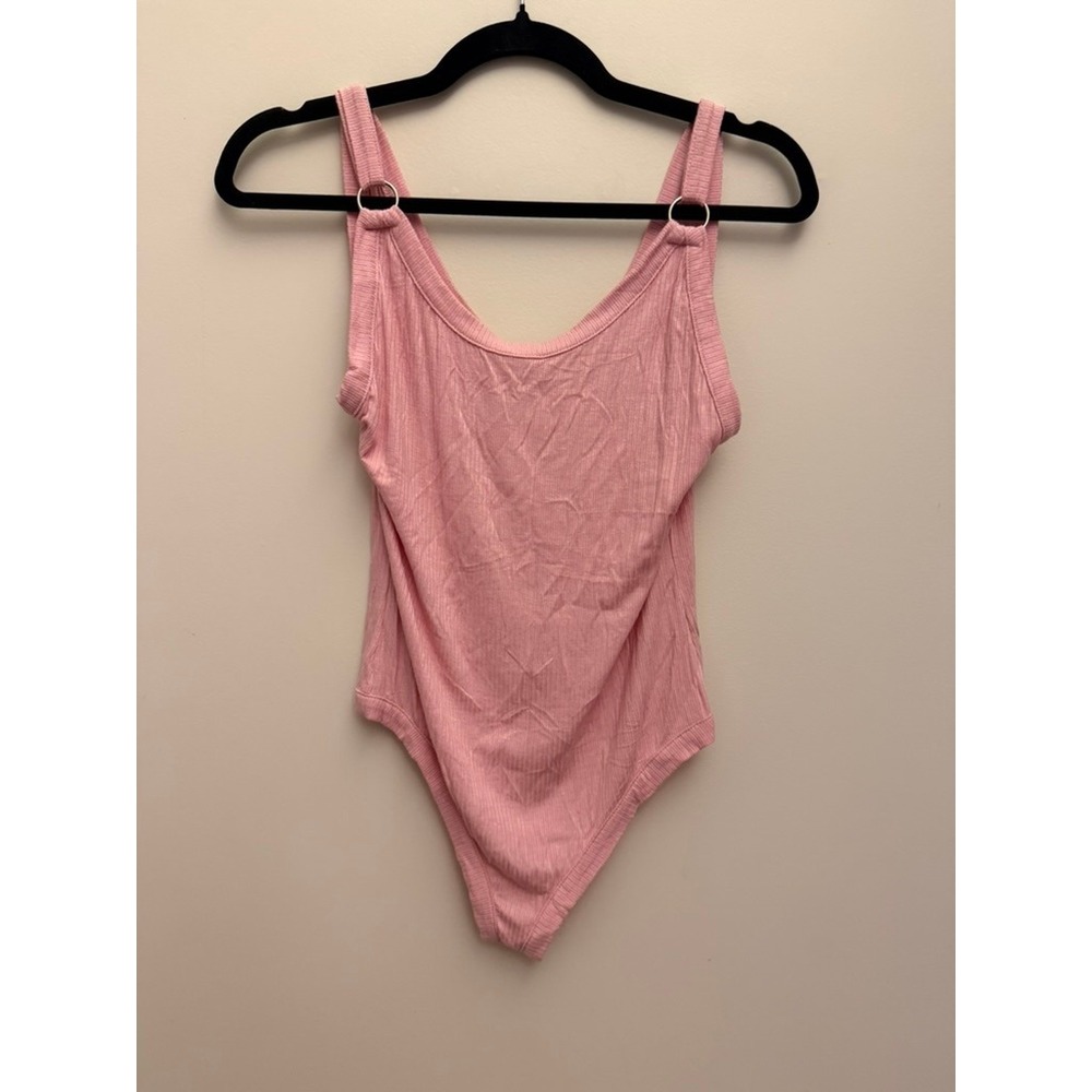 Free‎ People Intimately Pink Ribbed O-Ring Bodysuit Sleeveless XS